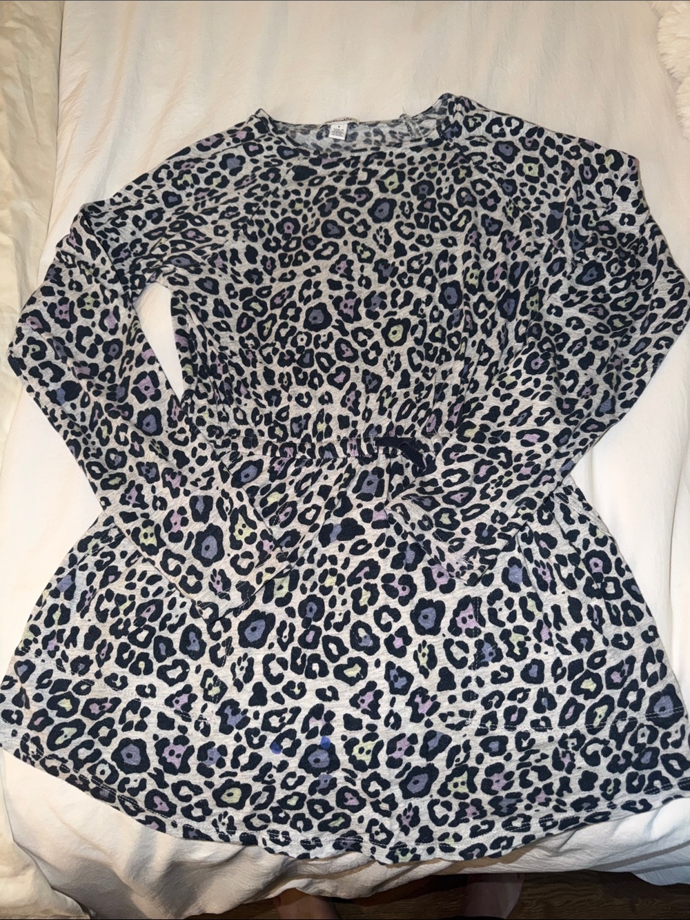 Splendid Girls' Long Sleeve Leopard Print Top in Black, White and Pastel Accents